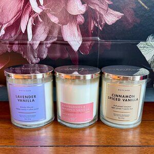 NEW 3-Pc 3 Single Wick Candles 8oz Each - A VANILLA TRIO Bath and Body Works